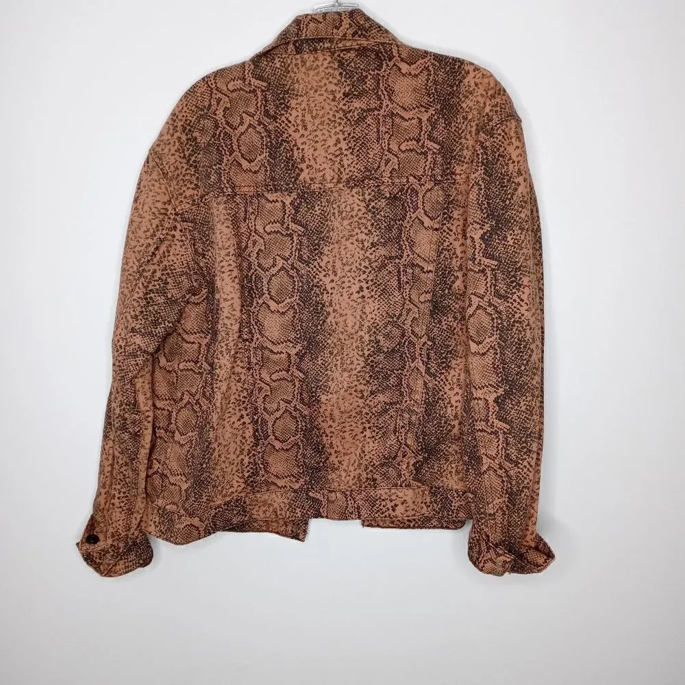 Free People Snake Trucker Jacket in Brown Size Small